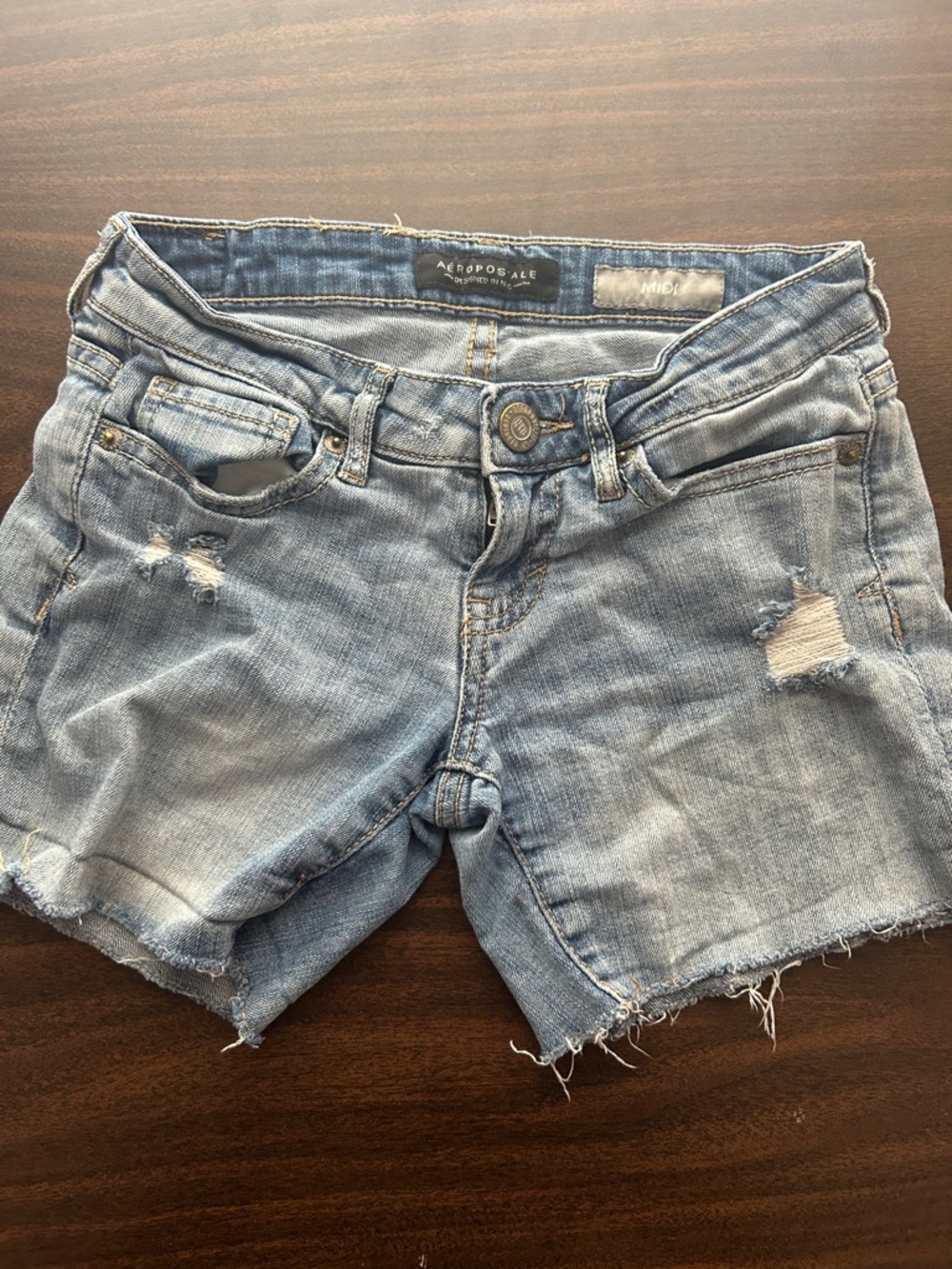 Aeropostale Light Blue Distressed Denim Shorts